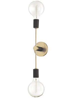 Astrid 2 Light Wall Sconce - Aged Brass/black