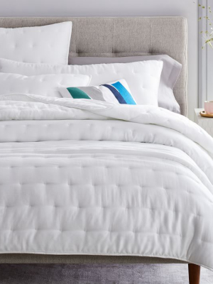 Tencel™ Crescent Stitch Quilt & Shams - Stone White