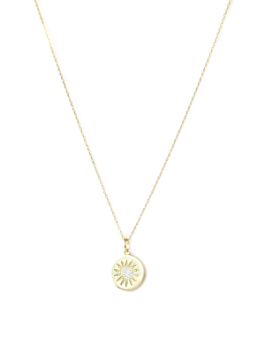 Sterling Flower Disc Necklace