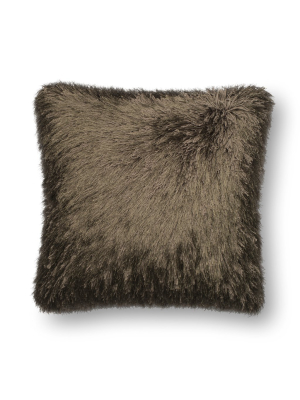 Brown Ribbon Shag Pillow