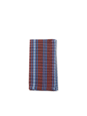 Cotton Tartan Napkin In Red And Blue