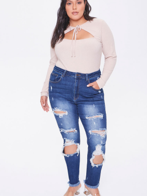 Plus Size Distressed Skinny Jeans