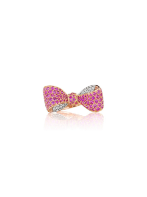 Bow Pink Sapphire & Diamond Ring – Mid