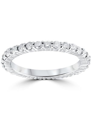 Pompeii3 1 Ct Diamond Eternity Ring 10k White Gold Womens Wedding Band