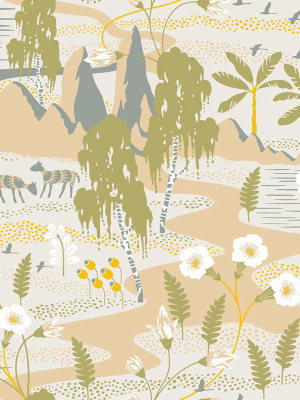 Magisk Beige Oasis Wallpaper From The Wonderland Collection By Brewster Home Fashions