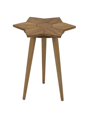 Noir Petal Gold Teak Side Table