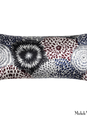 Silk Print Pillow Delta Floral Navy 12x22