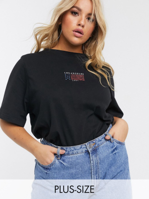 Daisy Street Plus Oversized T-shirt With Vintage Los Angeles Print