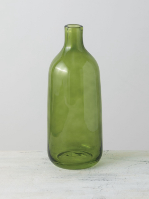 Sullivans Glass Bottle Vase 10.75"h Green