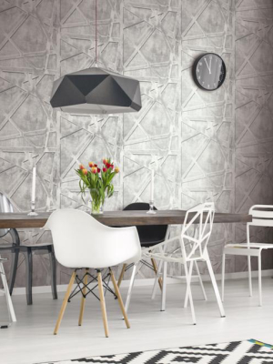 Brunel Wallpaper In Silver, Gunmetal, And Cream From The Aerial Collection By Mayflower Wallpaper