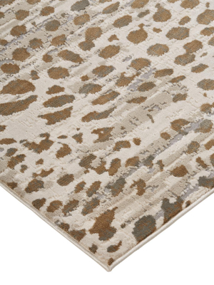 Feizy Waldor Metallic Animal Print Rug - Available In 7 Sizes - Brown & Ivory