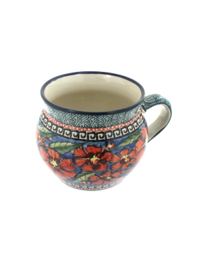 Blue Rose Polish Pottery Jungle Flower Bell Shape Mug