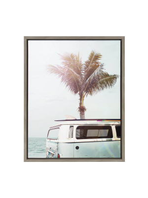 18" X 24" Sylvie Blue Beach Van Framed Canvas By Amy Peterson Gray - Kate And Laurel