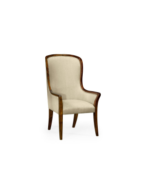 High Curved Back Upholstered Dining Arm Chair