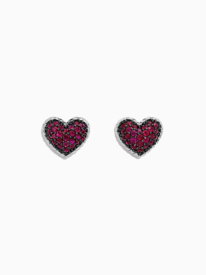 Effy 925 Sterling Silver Ruby Heart Earrings, 1.31 Tcw