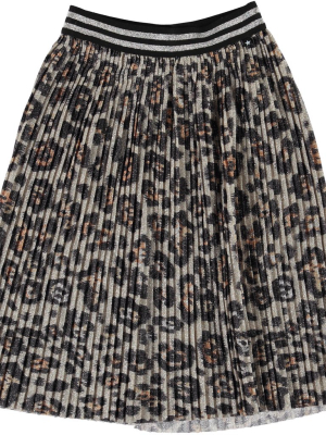 Molo Bailini Pleated Skirt - Silver Leopard