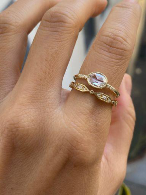 Oval Rose Cut Diamond Equilibrium Ring