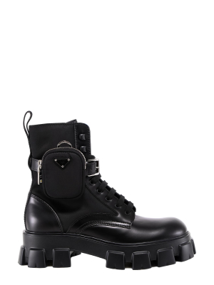 Prada Strapped Pouch Combat Boots