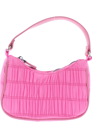 Emily076 Pink Ruched Top Zip Mini Shoulder Handbag