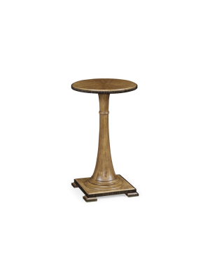 Small Round English Brown Oak Wine Table