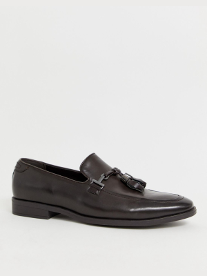 Asos Design Loafers In Brown Faux Leather With Tassel