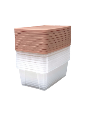 Homz 6 Quart Multi Use Snaplock Storage Container W/lid, Pearl Blush (10 Pack)