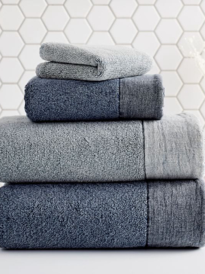 Stone Washed Linen Border Towels