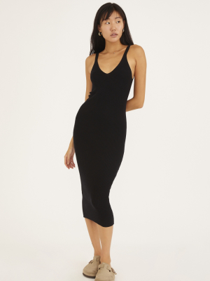 Dress Forum Ribbed Scoop Neck Midi Dress