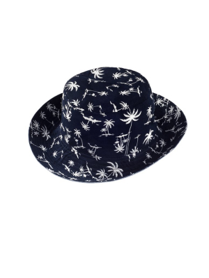 Calypso Reversible Bucket Hat - Blue/navy Blue Tropical Print