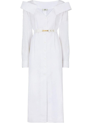 Fendi V-neck Midi Shirt Dress