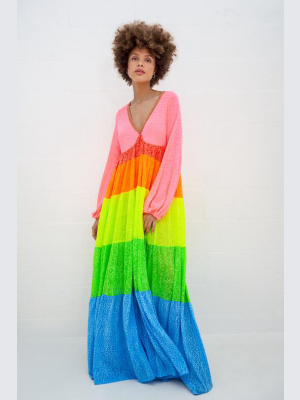 Rainbow V-neck Dress