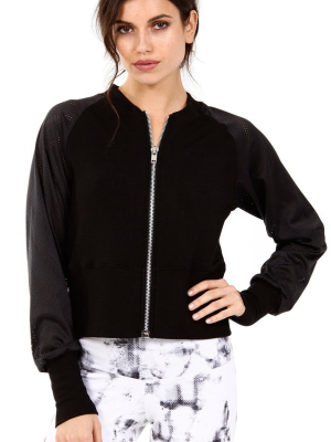 Strut This Jagger Zip Up Mesh Bomber Jacket