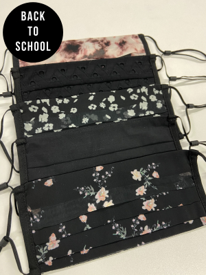 Secondary School 5 Pack For The Week Floral / Black Face Coverings - Ages 10 - Adult