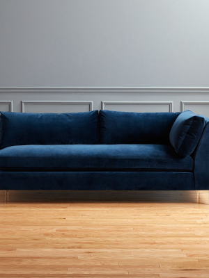 Decker Right Arm Blue Velvet Sofa