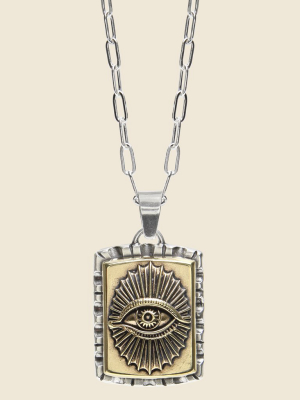 All Seeing Eye Souvenir Necklace - Silver/brass