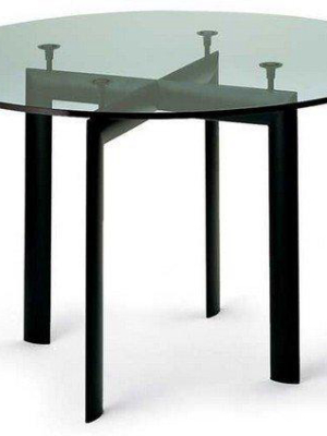 Contemporary Glass Top Table Inspired By Le Corbusier