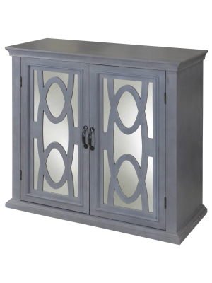 2 Mirrored Doors With Sea Grit Cabinet Gray - Stylecraft