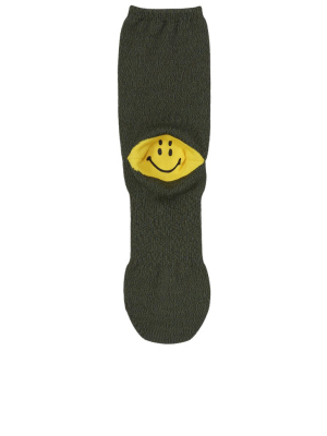 Smiley Print Socks (k2005xg544-khaki)