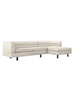 Interlude Home Ornette Right Chaise 2 Piece Sectional - Ivory