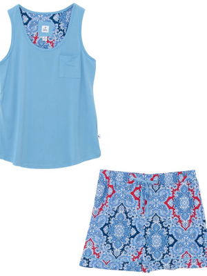 Hudson Paisley Tank With Short Set