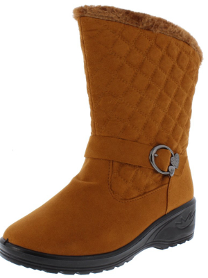 Bot50003 Camel Suede Quilted Buck Lug Sole Boot