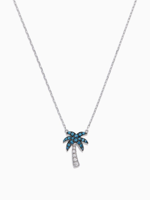 Effy Novelty 14k Gold Blue & White Diamond Palm Tree Necklace, 0.25 Tcw