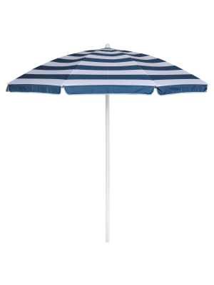 Picnic Time 5.5' Portable Beach Compact Umbrella - Blue/white