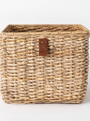 Decorative Cube Basket With Leather Pull 13" X 11" White - Threshold™ Designed With Studio Mcgee