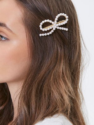 Faux Pearl Bow Hair Clip