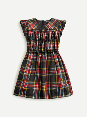 Girls' Smocked Dress In Stewart Tartan