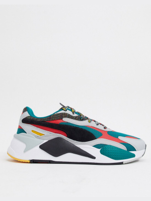 Puma Rs-x3 Mix Sneakers In Green And Red