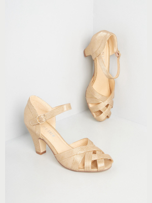 Spinning Gold Ankle Strap Heel