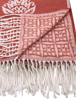 50"x60" Medallion Design Throw With Fringe Edges - Saro