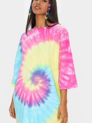 Bright Multi Oversized Tie Dye T Shirt Dress